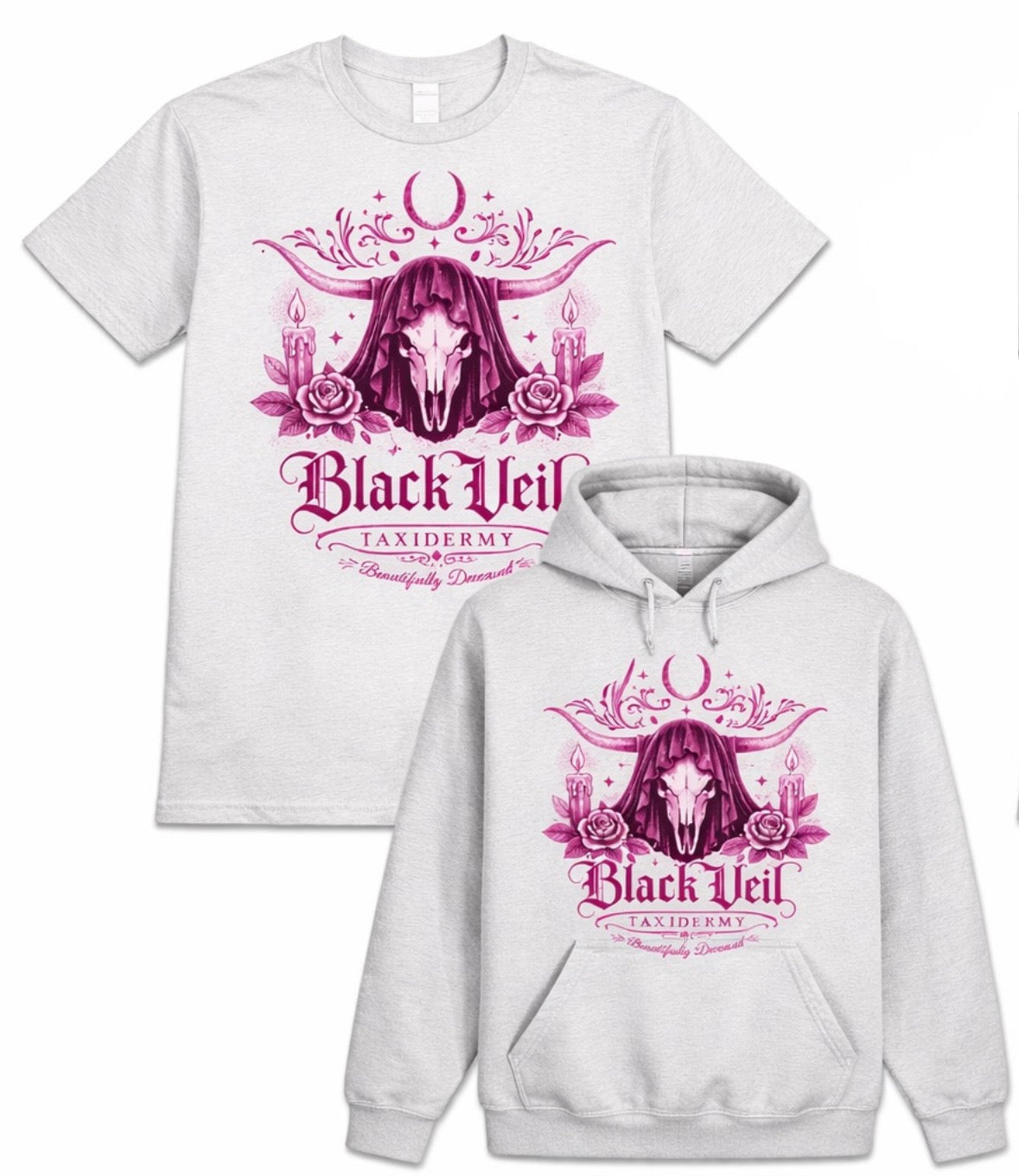 Black Veil Taxidermy Longhorn T-shirt Light Grey